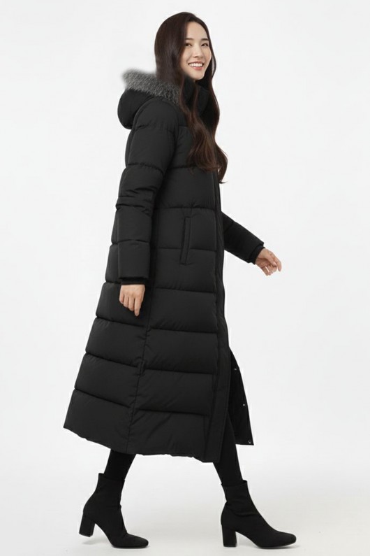 Cepli Uzun Kapitone Mont K9183 Siyah