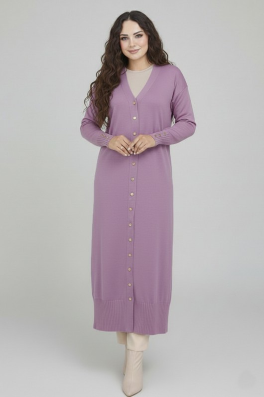 Merserize Uzun Hırka N3250 Lila