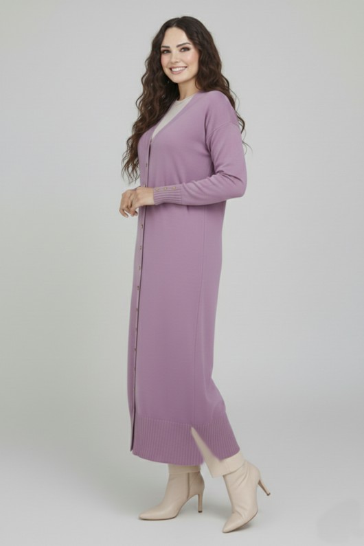 Merserize Uzun Hırka N3250 Lila