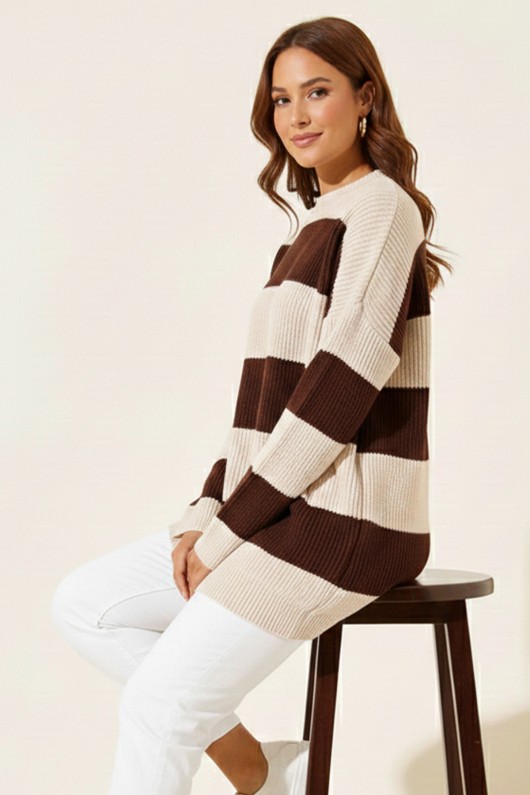 Salaş Kalın Örgü Triko R4511 Kahverengi