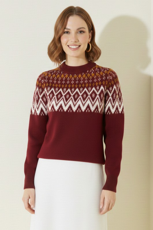 Jakarlı Triko R4509 Bordo