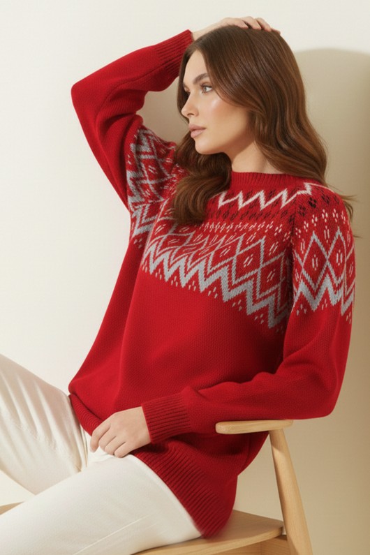 Jakarlı Triko R4509 Kırmızı