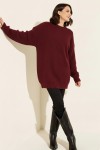Kendinden Desenli Triko Tunik R4444 Bordo