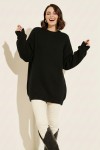 Kendinden Desenli Triko Tunik R4444 Siyah