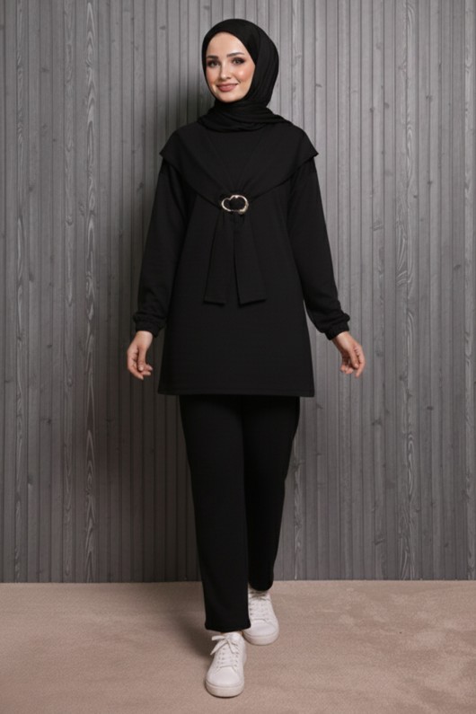 Toka Detaylı Oyisho İkili Takım N5424 Siyah