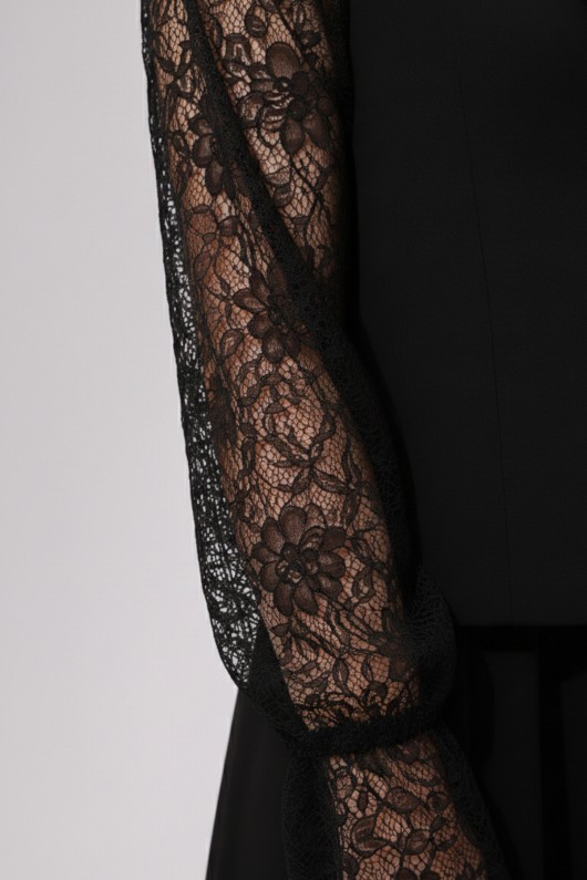 Dantelli Tesettür İkili Takım N7218 Siyah