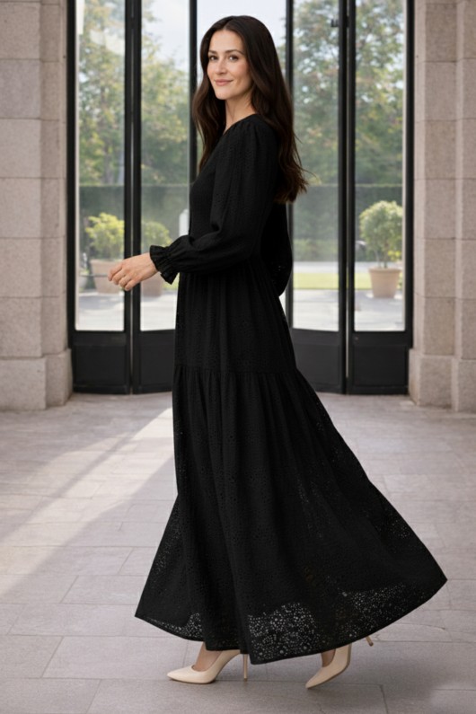 Fisto Düğme Detaylı Elbise A1431 Siyah Fisto Düğme Detaylı Elbise A1431 Siyah