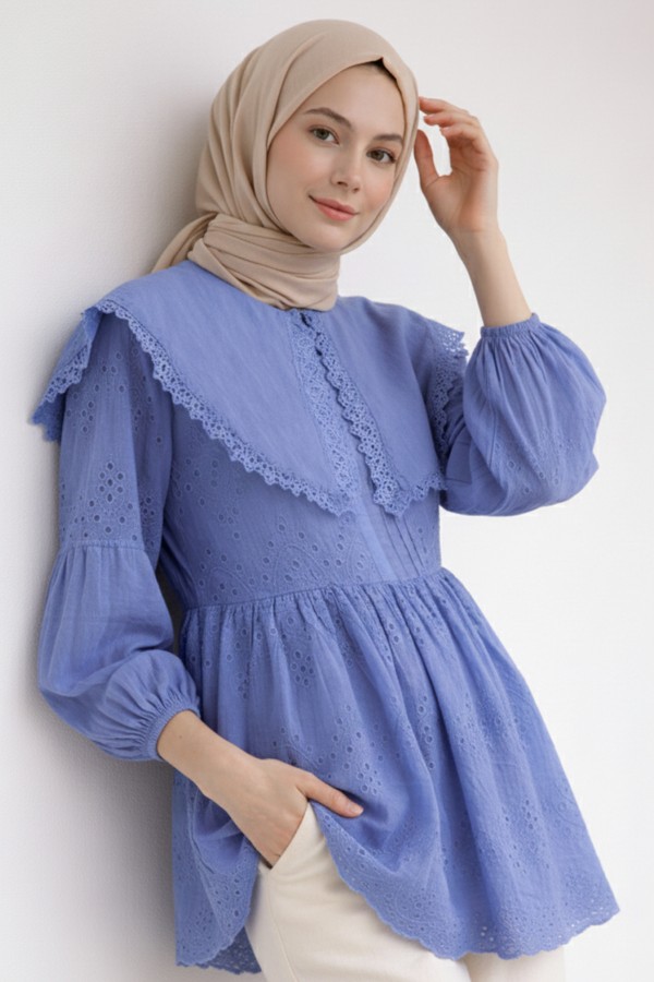 Bebe Yaka Fisto Tunik A1420 Mavi