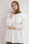 Bebe Yaka Fisto Tunik A1420 Beyaz Bebe Yaka Fisto Tunik A1420 Beyaz