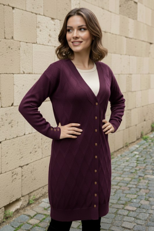 Desenli Hırka N3290 Bordo Desenli Hırka N3290 Bordo