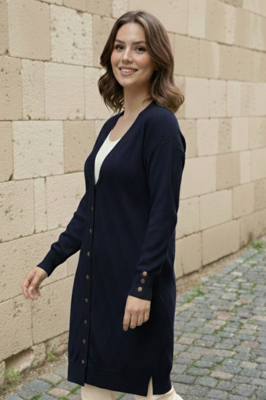 Desenli Hırka N3290 Lacivert