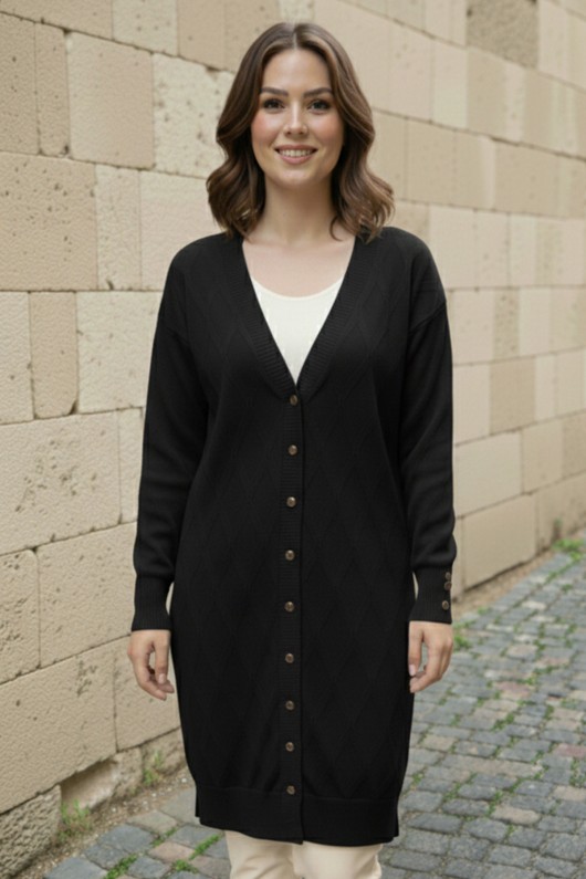 Desenli Hırka N3290 Siyah