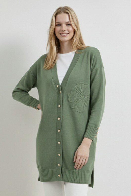 Çiçek Desenli Hırka N3302 Çağla Çiçek Desenli Hırka N3302 Çağla