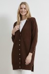 Çiçek Desenli Hırka N3302 Kahverengi