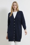 Çiçek Desenli Hırka N3302 Lacivert