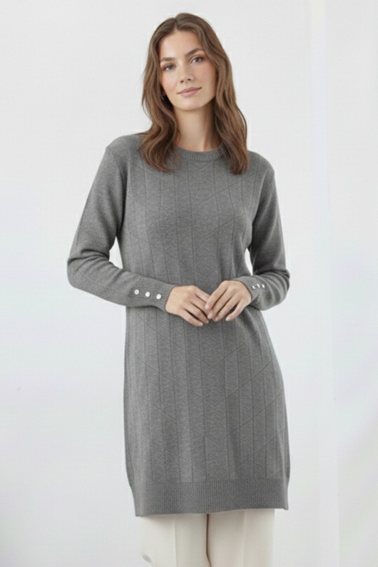 Desenli Tunik N3293 Gri