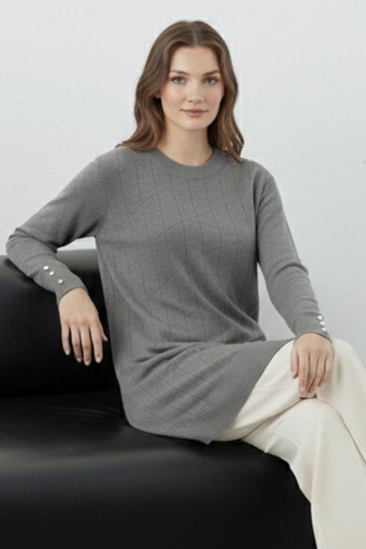Desenli Tunik N3293 Gri Desenli Tunik N3293 Gri