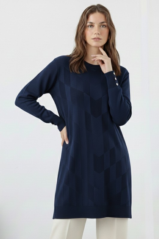 Desenli Tunik N3293 Lacivert