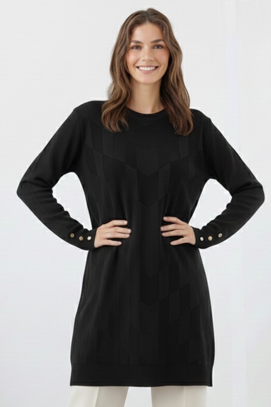Desenli Tunik N3293 Siyah Desenli Tunik N3293 Siyah