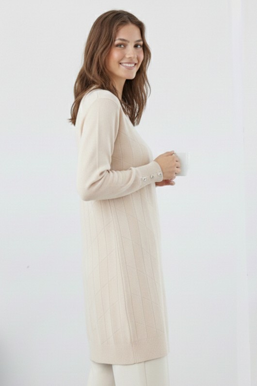 Desenli Tunik N3293 Taş Rengi Desenli Tunik N3293 Taş Rengi