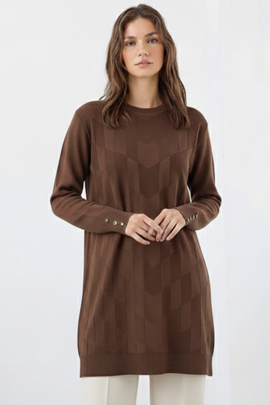 Desenli Tunik N3293 Vizon