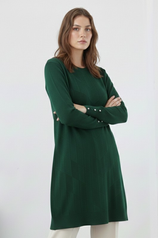 Desenli Tunik N3293 Zümrüt Yeşili Desenli Tunik N3293 Zümrüt Yeşili