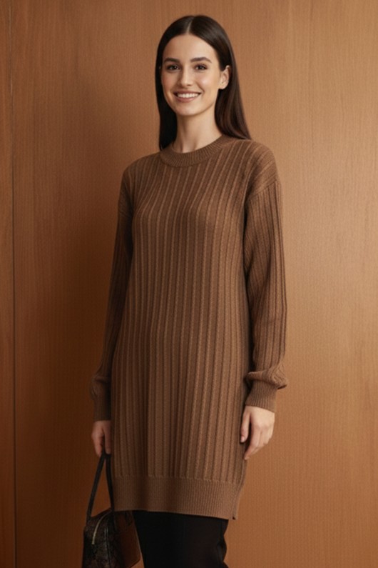 Desenli Tunik N3185 Vizon