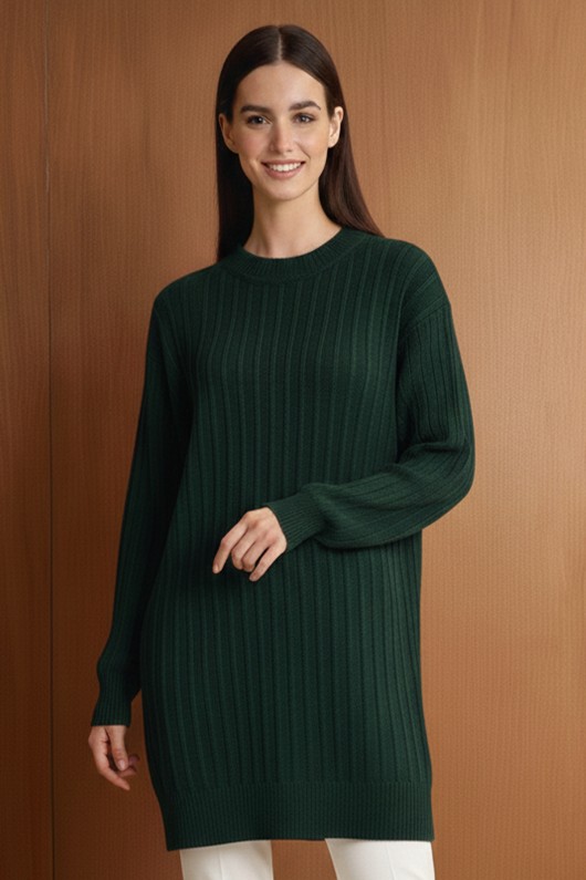 Desenli Tunik N3185 Zümrüt Yeşili