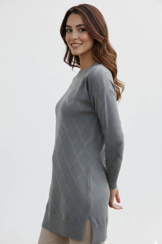Desenli Tunik N3288 Gri Desenli Tunik N3288 Gri