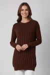 Desenli Tunik N3174 Kahverengi