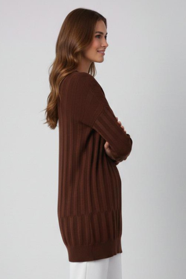 Desenli Tunik N3174 Kahverengi
