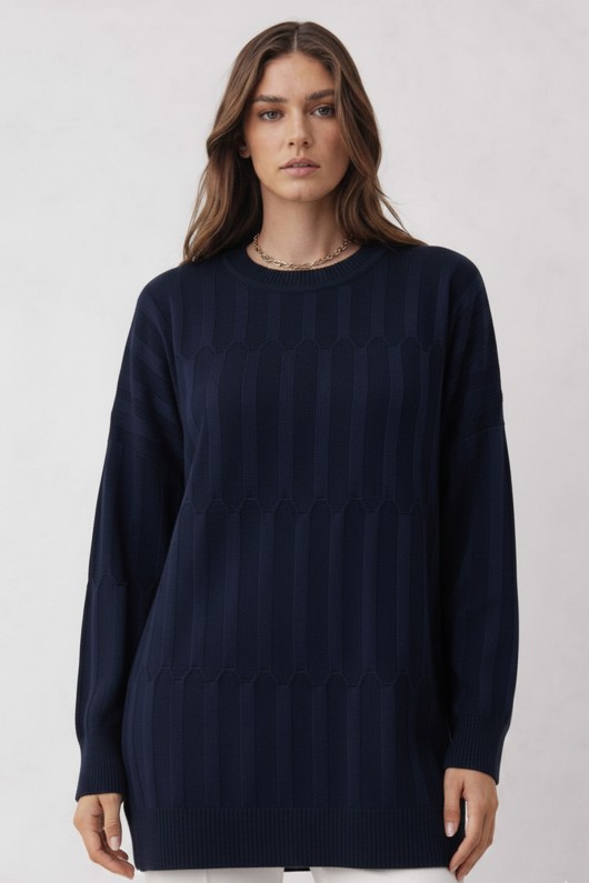 Desenli Tunik N3174 Lacivert Desenli Tunik N3174 Lacivert