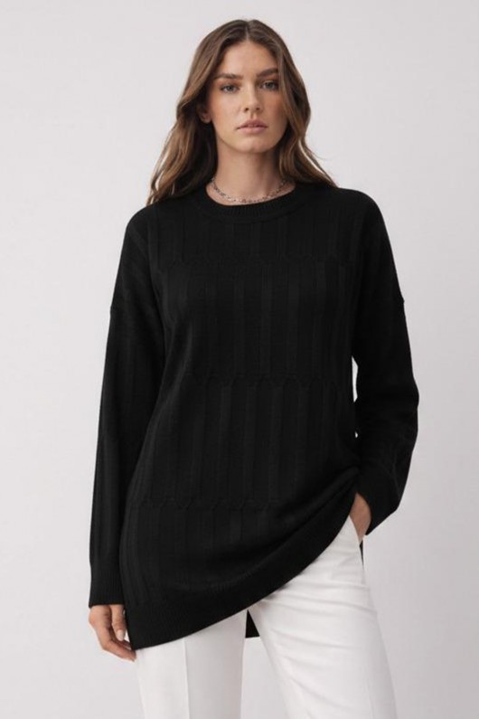 Desenli Tunik N3174 Siyah Desenli Tunik N3174 Siyah