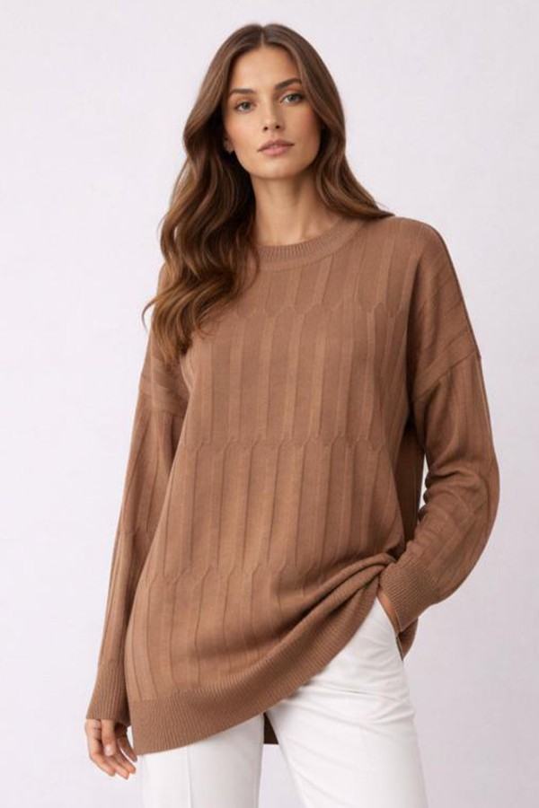 Desenli Tunik N3174 Vizon