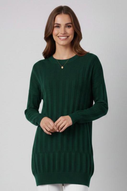 Desenli Tunik N3174 Zümrüt Yeşili Desenli Tunik N3174 Zümrüt Yeşili