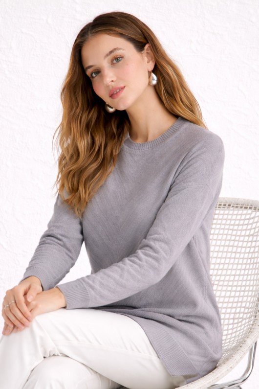 Desenli Tesettür Tunik N3192 Gri Desenli Tesettür Tunik N3192 Gri