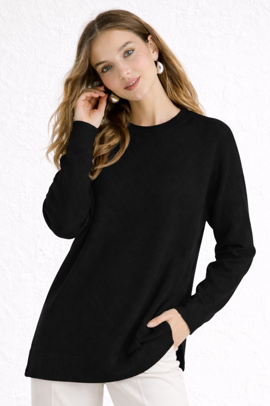 Desenli Tesettür Tunik N3192 Siyah