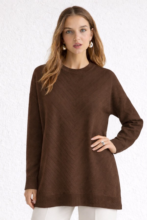 Desenli Tesettür Tunik N3192 Vizon Desenli Tesettür Tunik N3192 Vizon