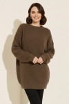 Kendinden Desenli Triko Tunik R4444 Vizon