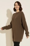 Kendinden Desenli Triko Tunik R4444 Vizon