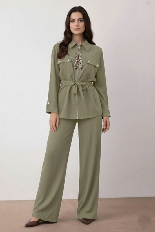 Fularlı İkili Takım N7203 Haki