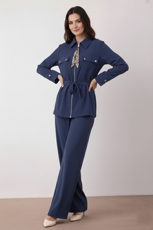 Fularlı İkili Takım N7203 Lacivert