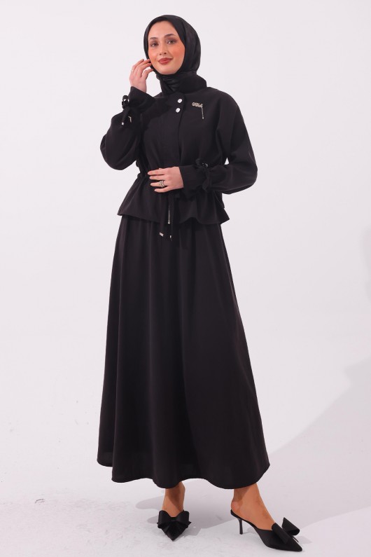 Broşlu İkili Takım N7192 Siyah