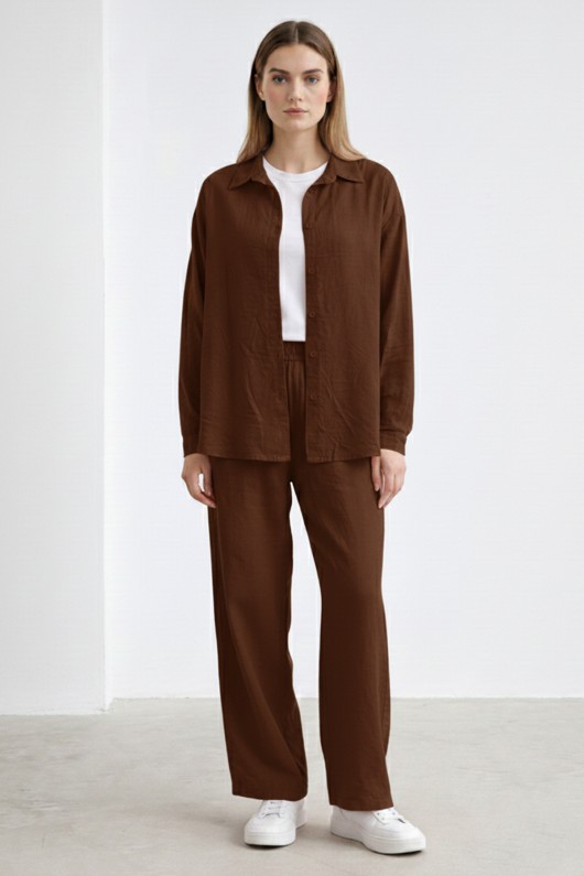 Keten İkili Takım B6710 Kahverengi Keten İkili Takım B6710 Kahverengi