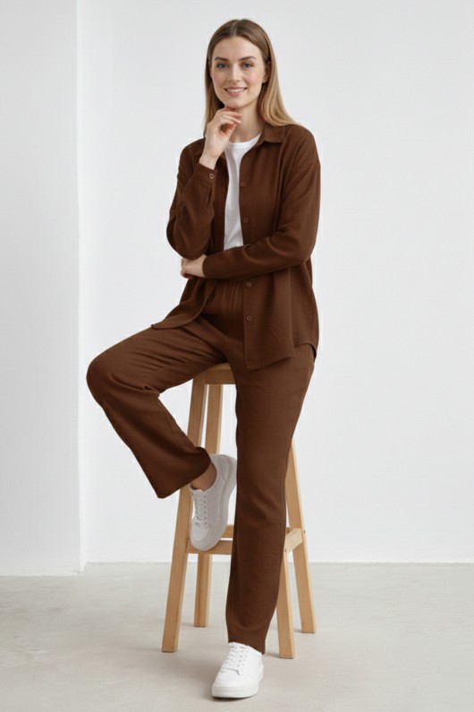 Keten İkili Takım B6710 Kahverengi Keten İkili Takım B6710 Kahverengi