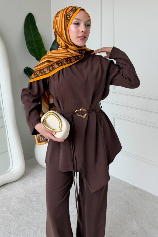 Tokalı İkili Takım M3004 Kahverengi Tokalı İkili Takım M3004 Kahverengi