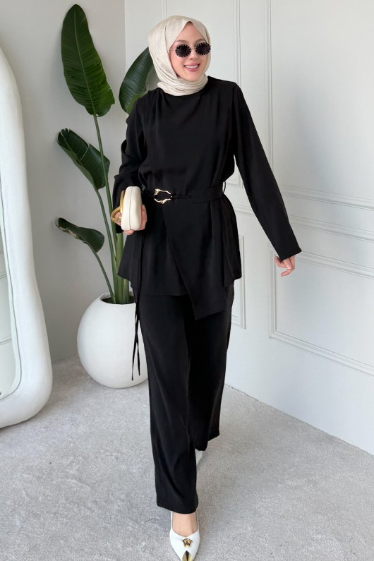 Tokalı İkili Takım M3004 Siyah