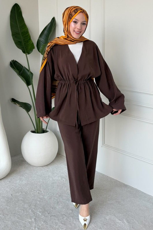 Bağlamalı İkili Takım M3005 Kahverengi