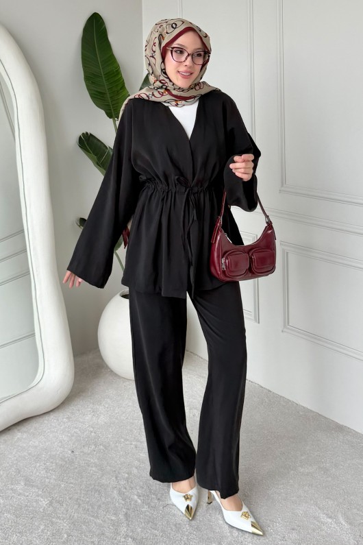 Bağlamalı İkili Takım M3005 Siyah