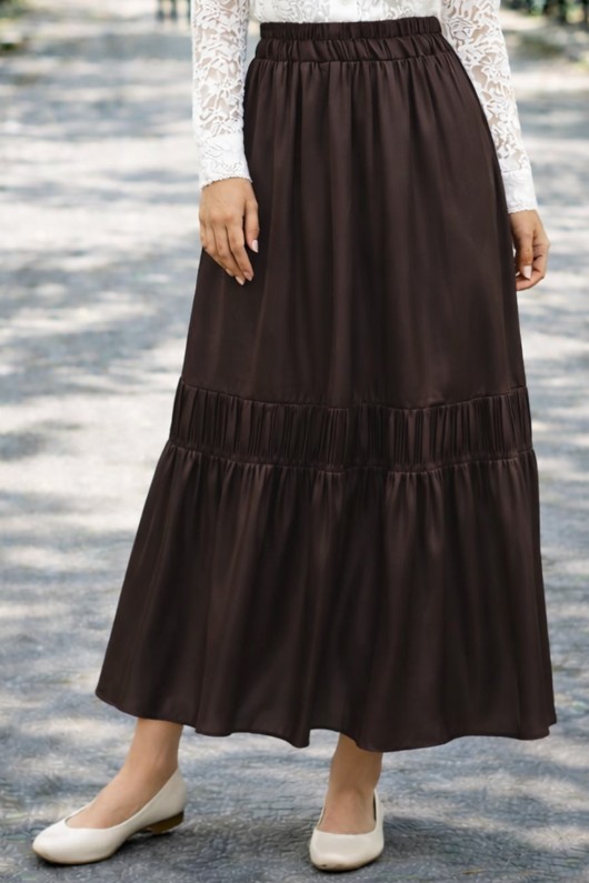 Beli Lastikli Etek A60659 Kahverengi